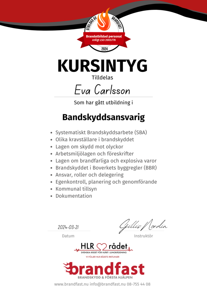 Brandskyddsansvarig kurs