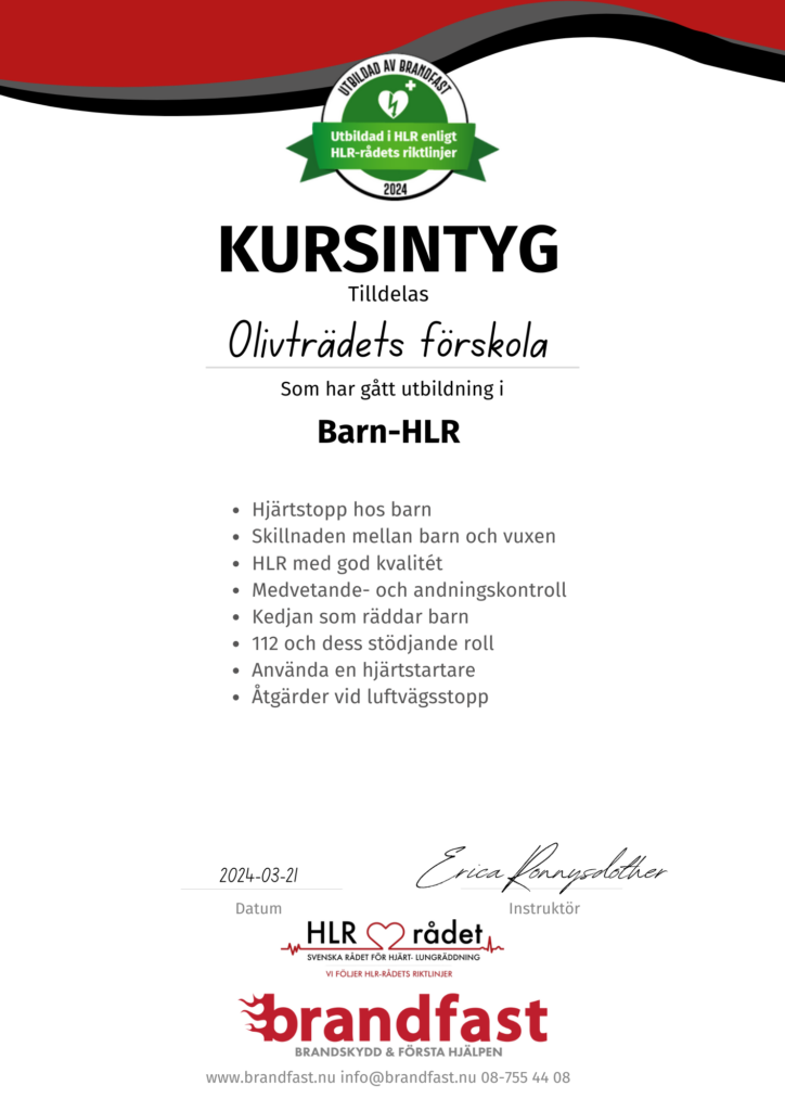 kurs barn hlr förskola