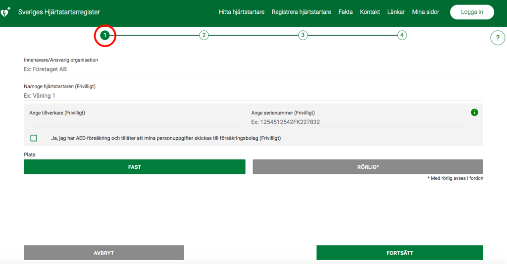 hjärtstartarregistret - steg för steg